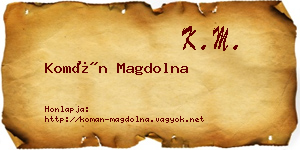 Komán Magdolna névjegykártya